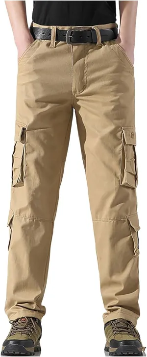 Mens Cargo Pants Relaxed Fit Work Hiking Pants Stretch Tactical Pants Lightweight Outdoor Travel Pants Multi Pockets Joggers