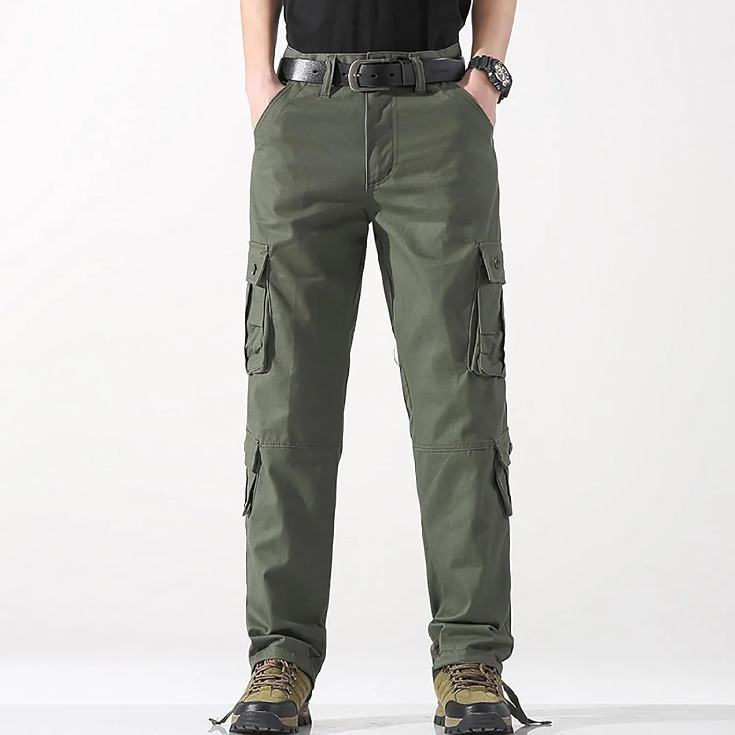 Mens Cargo Pants Relaxed Fit Work Hiking Pants Stretch Tactical Pants Lightweight Outdoor Travel Pants Multi Pockets Joggers