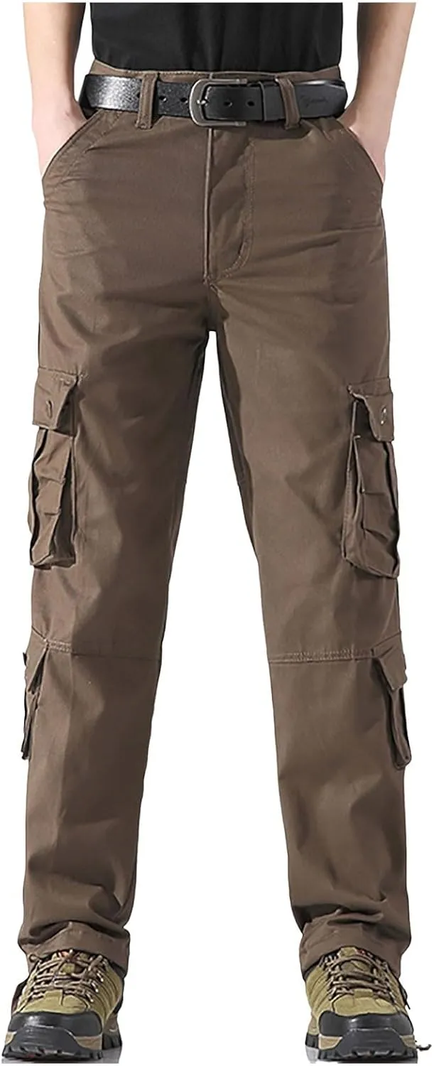 Mens Cargo Pants Relaxed Fit Work Hiking Pants Stretch Tactical Pants Lightweight Outdoor Travel Pants Multi Pockets Joggers