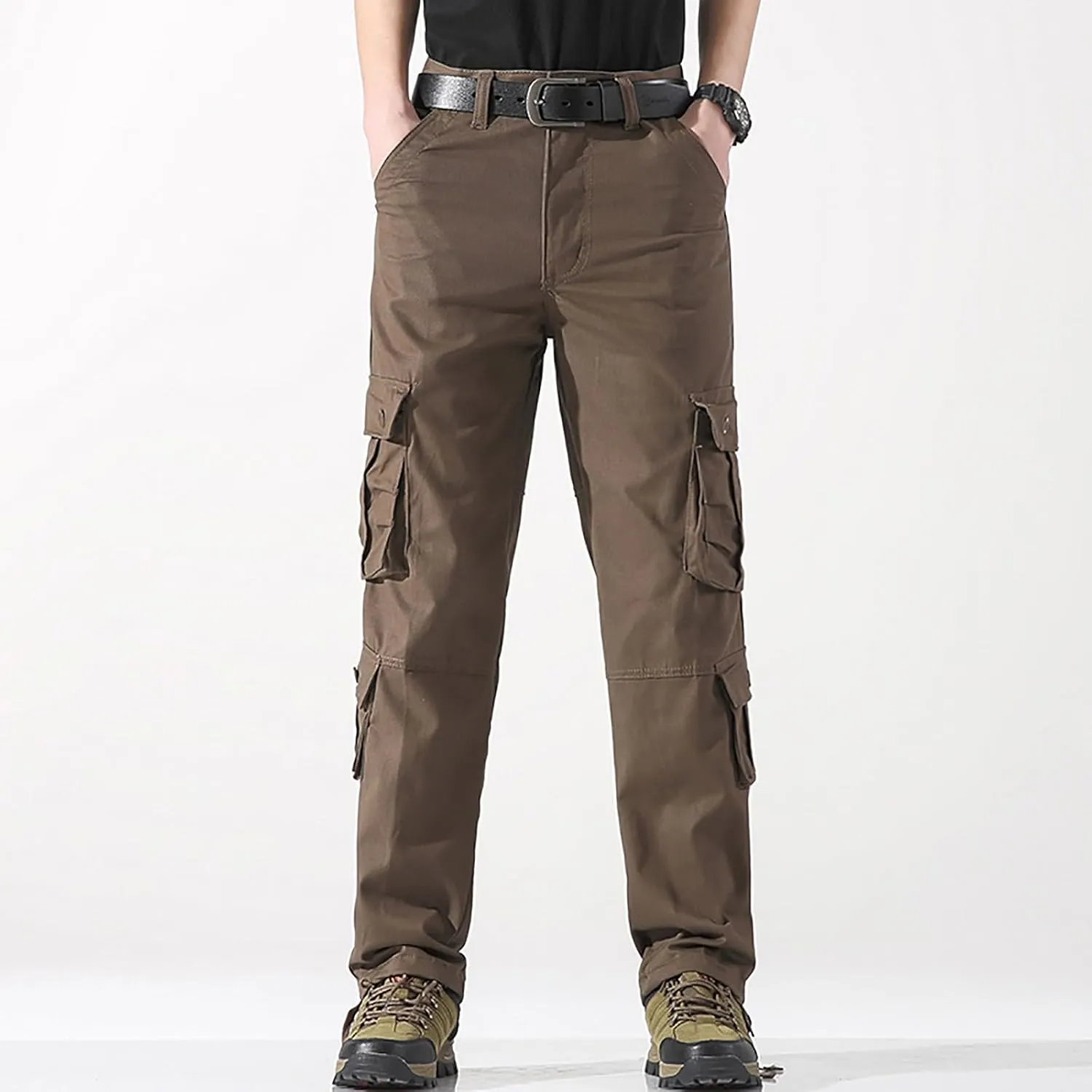 Mens Cargo Pants Relaxed Fit Work Hiking Pants Stretch Tactical Pants Lightweight Outdoor Travel Pants Multi Pockets Joggers
