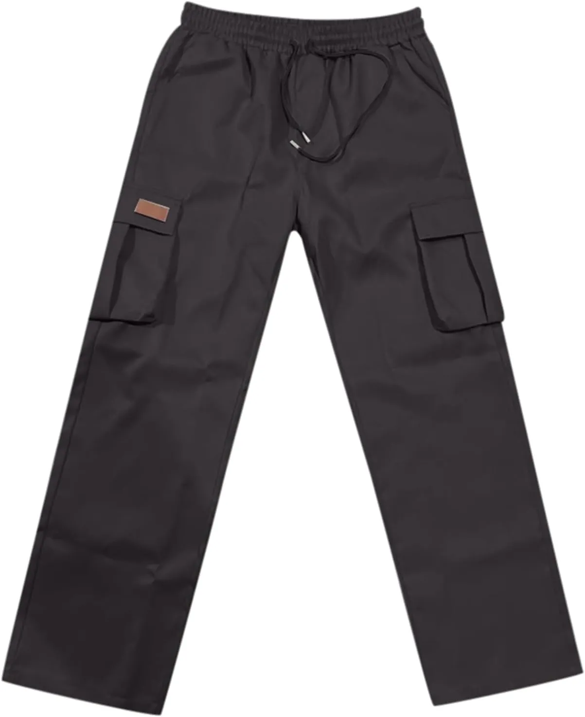 Mens Cargo Pants Work Loose Casual Leggings Solid Casual Streetwear Drawstring Elastic Waist Trousers Pockets