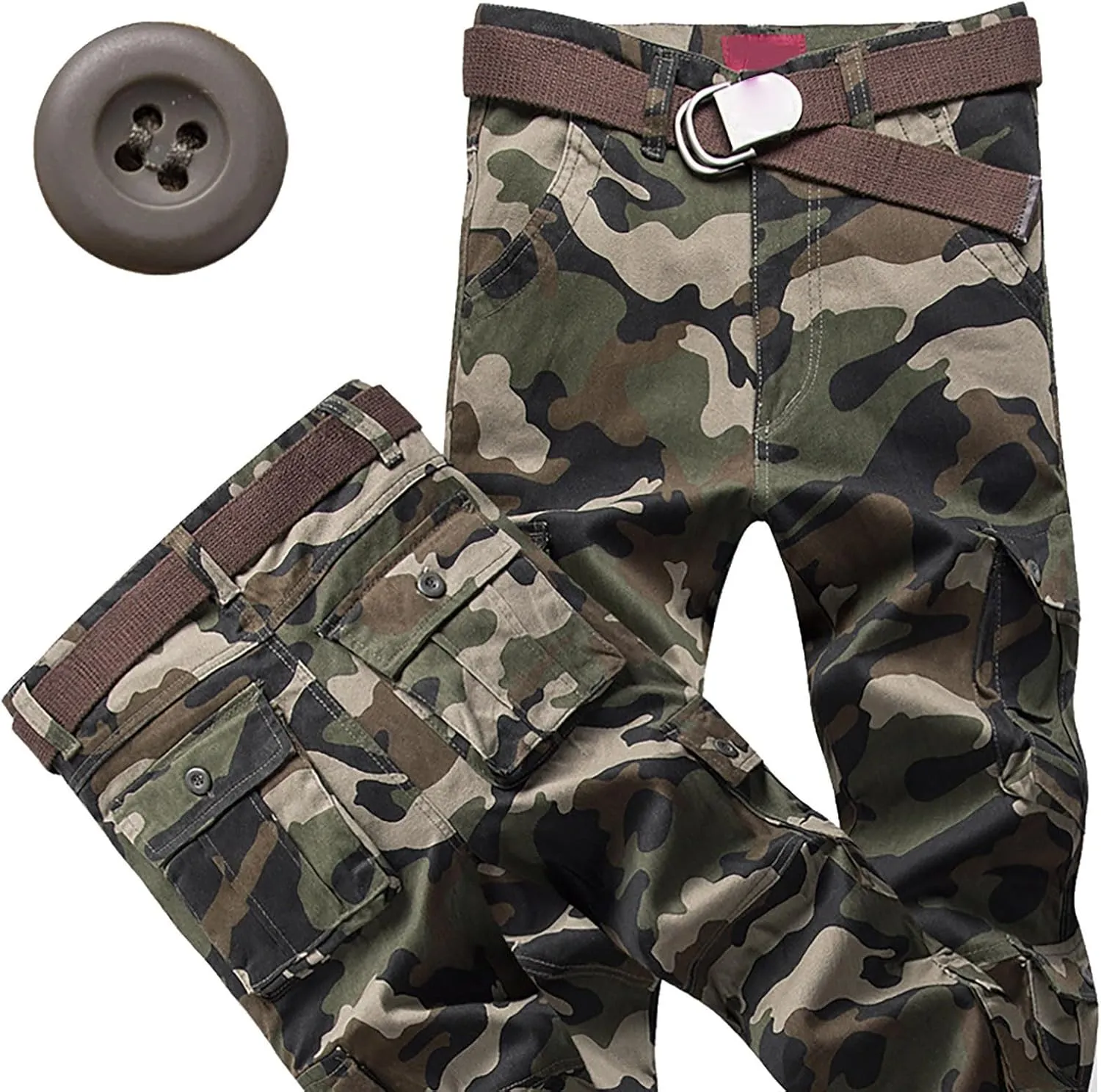 Men's Cargo Sweatpants Fleece Joggers with Large Pockets Loose Soft Pants Rainproof Open Bottom Athletic Pants Men