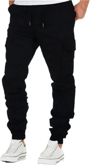 Men's Casual Cargo Pants Workout Joggers Stretch Sweatpants Hiking Drawstring Tactical Pants with Multi Pocket Stretch Pants