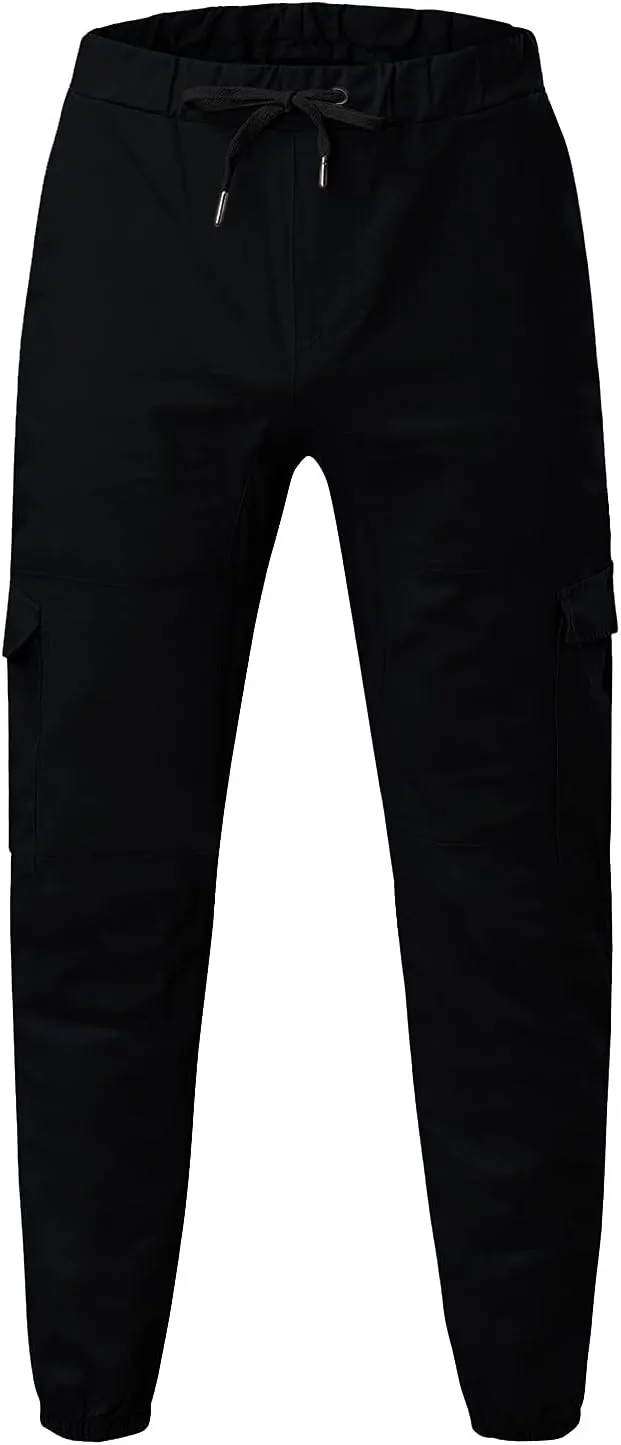 Men's Casual Cargo Pants Workout Joggers Stretch Sweatpants Hiking Drawstring Tactical Pants with Multi Pocket Stretch Pants