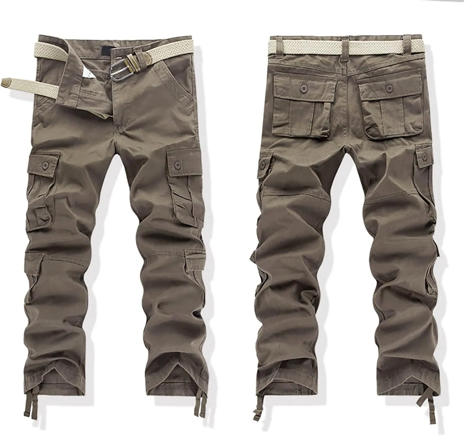 Men's Casual Cargo Pants Zipper Middle Waist Denim Long Pants Mens Loose Cargo Pants Men's Camo Cargo Pants