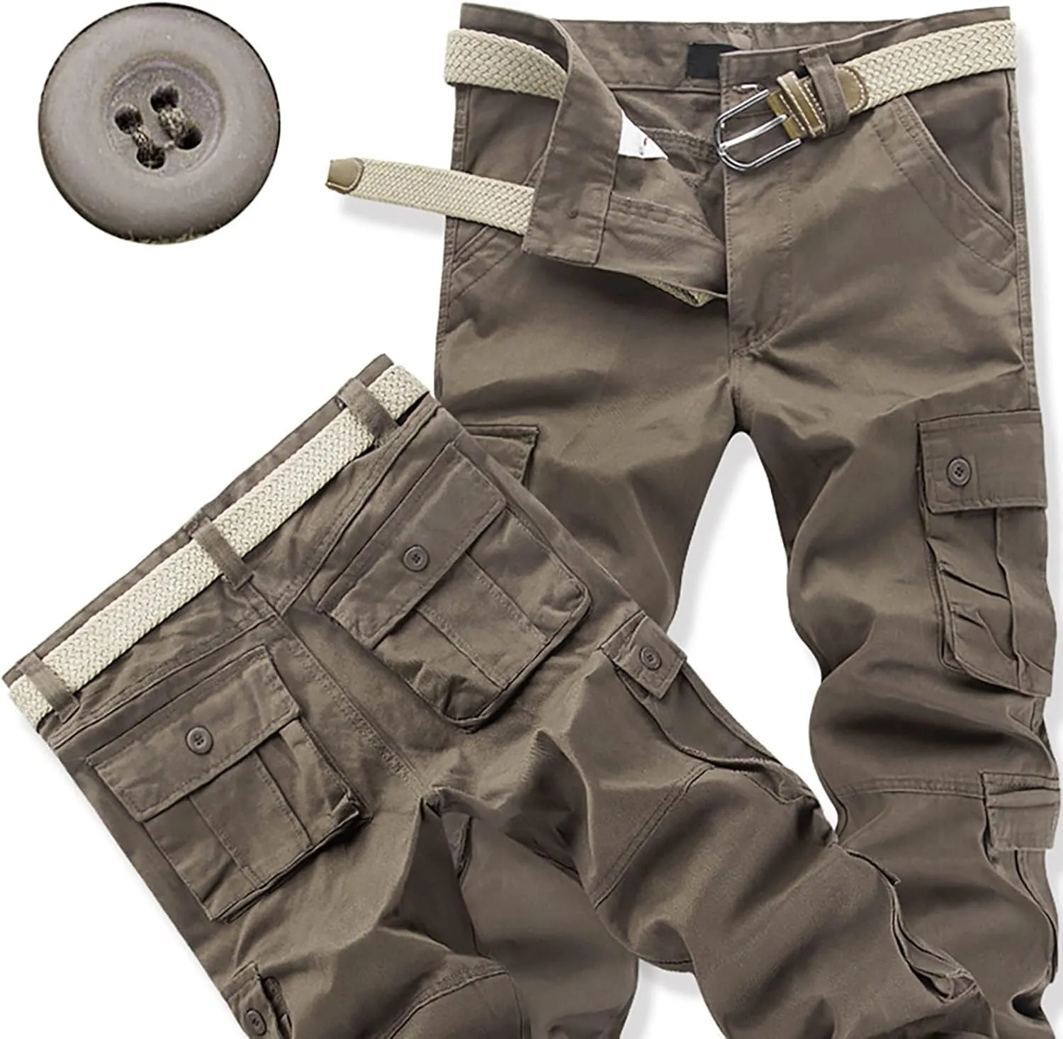 Men's Casual Cargo Pants Zipper Middle Waist Denim Long Pants Mens Loose Cargo Pants Men's Camo Cargo Pants