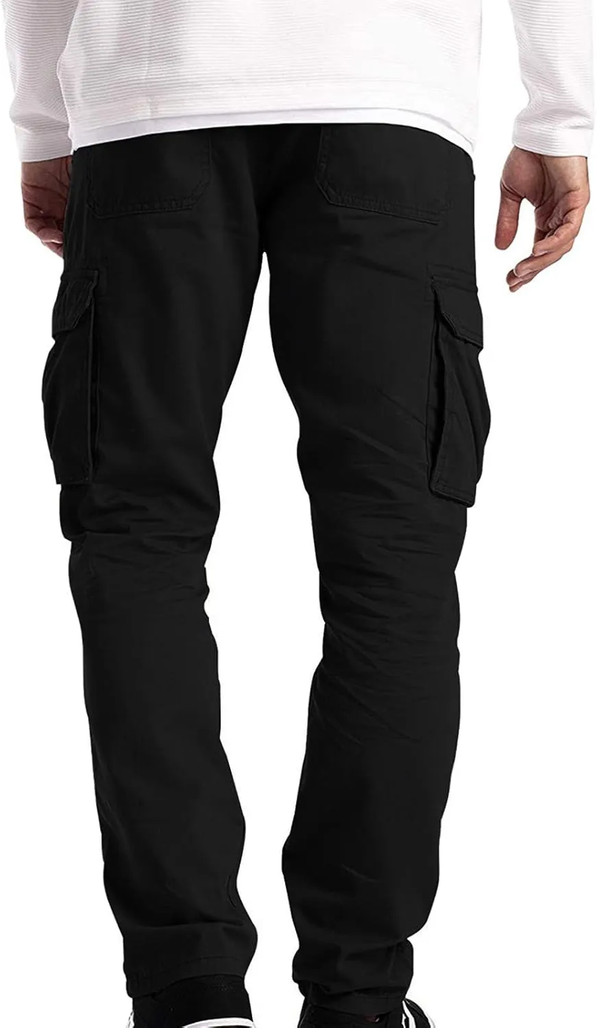 Men's Casual Cargo Pants Zipper Middle Waist Denim Long Pants Mens Loose Cargo Pants Men's Camo Cargo Pants