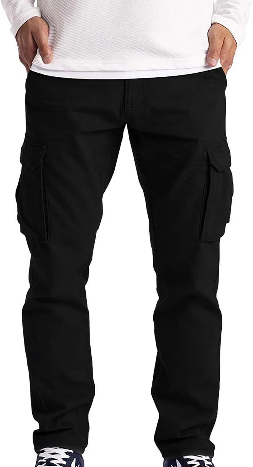 Men's Casual Cargo Pants Zipper Middle Waist Denim Long Pants Mens Loose Cargo Pants Men's Camo Cargo Pants