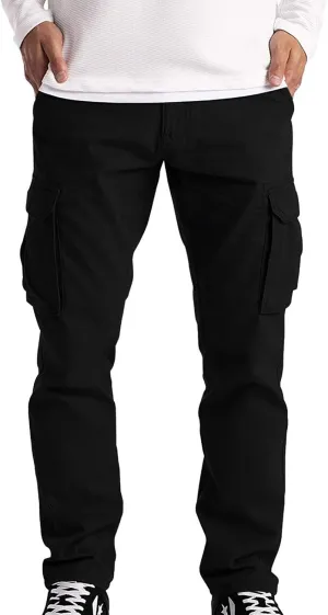 Men's Casual Cargo Pants Zipper Middle Waist Denim Long Pants Mens Loose Cargo Pants Men's Camo Cargo Pants