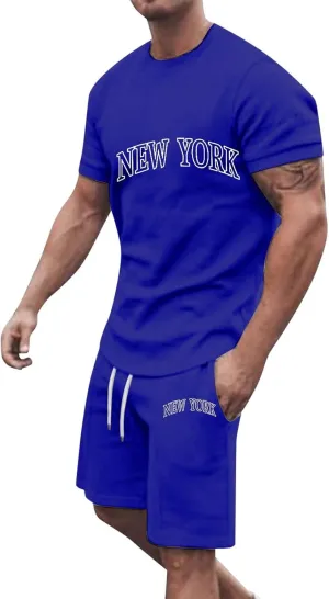 Men's Casual Matching Shirts and Short Sets Summer Beach Outfits Casual Short Sets 2 Piece Muscle Tracksuits Swim Trunks