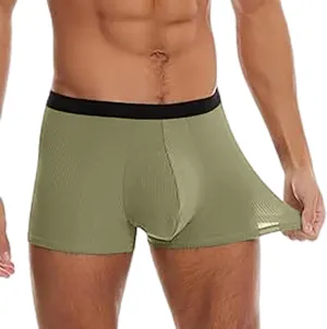 Men's Comfortable Breathable Boxer Briefs Soft Stretch Underwear Bulge Enhancing Pouch Shorts
