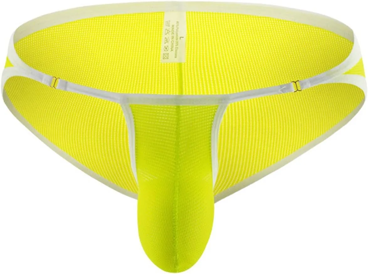 Men's Cotton Briefs Mesh Breathable Bikini Soft Stretch Underwear Bulge Enhancing Pouch Panties