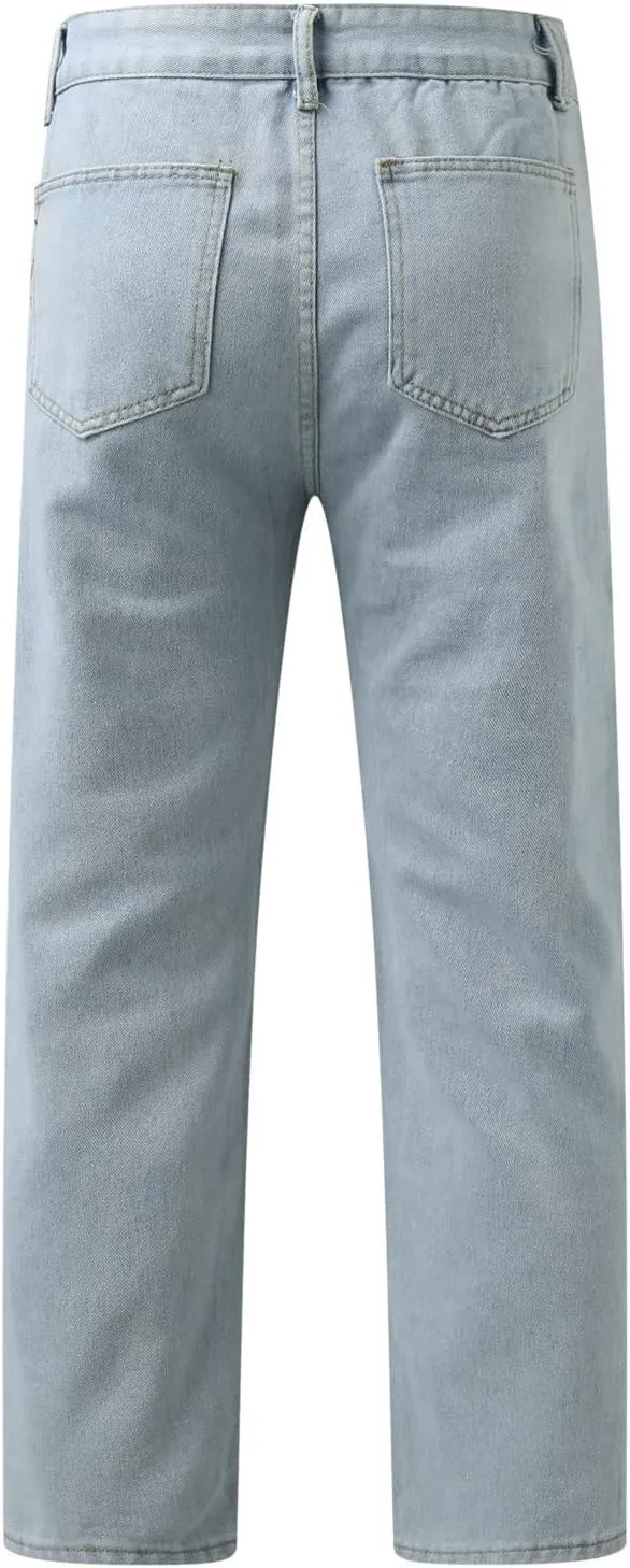 Men's Cotton Jeans Straight Leg Stretch Men's Slim Fit Skinny Stretch Comfy Denim Jeans Pants Men's Comfort Stretch Jeans