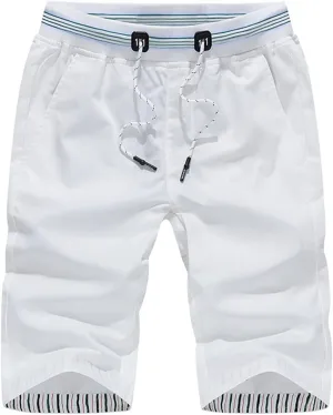Mens Cotton Linen Commute Shorts Big and Tall Summer Beach Workout Shorts Sports Running Hiking Drawstring Short