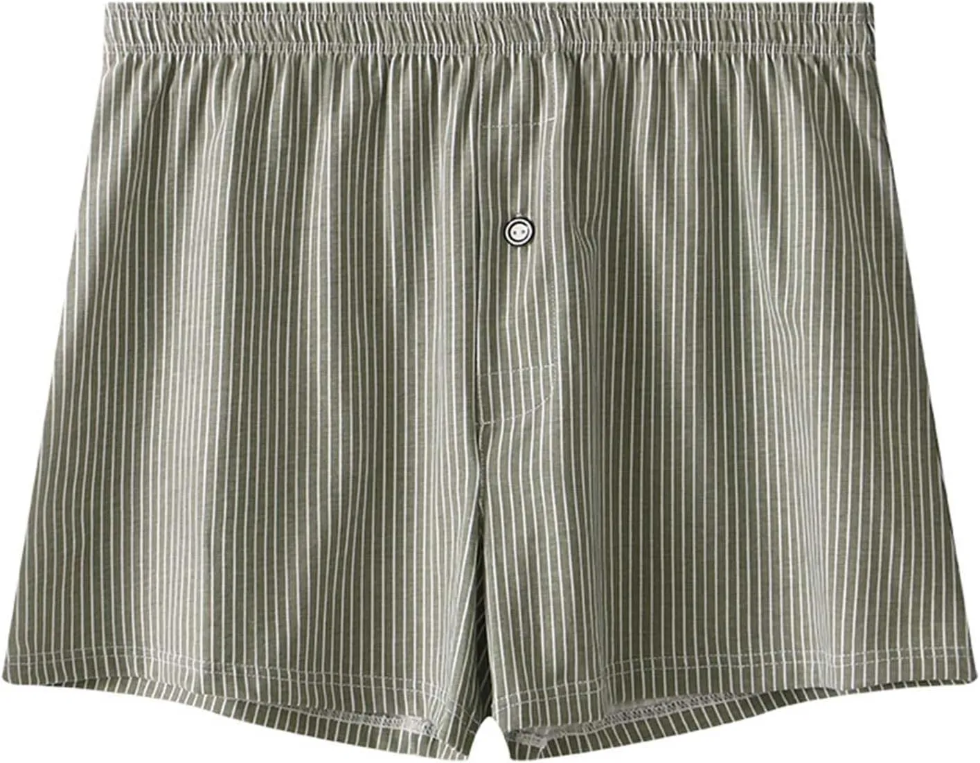 Men's Cotton Striped Underwear Shorts Breathable Sports Boxer Briefs Button Plaid Pajamas Lounge Loose Bottoms Pjs