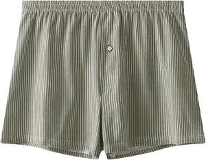 Men's Cotton Striped Underwear Shorts Breathable Sports Boxer Briefs Button Plaid Pajamas Lounge Loose Bottoms Pjs