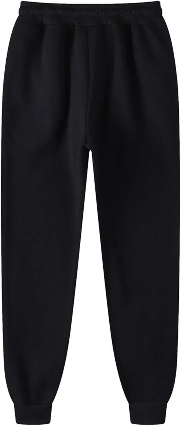 Mens Drawstring Jogging Sweatpants Fleece Active Athletic Lounge Pants with Cinched Cuffs Winter Workout Jogger Pants