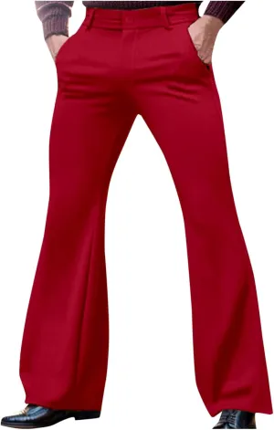 Men's Dress Pants with Pockets 2025 Trendy Casual Loose Bell Bottom Suit Pants Flat Front Slim Stretch Business Pants