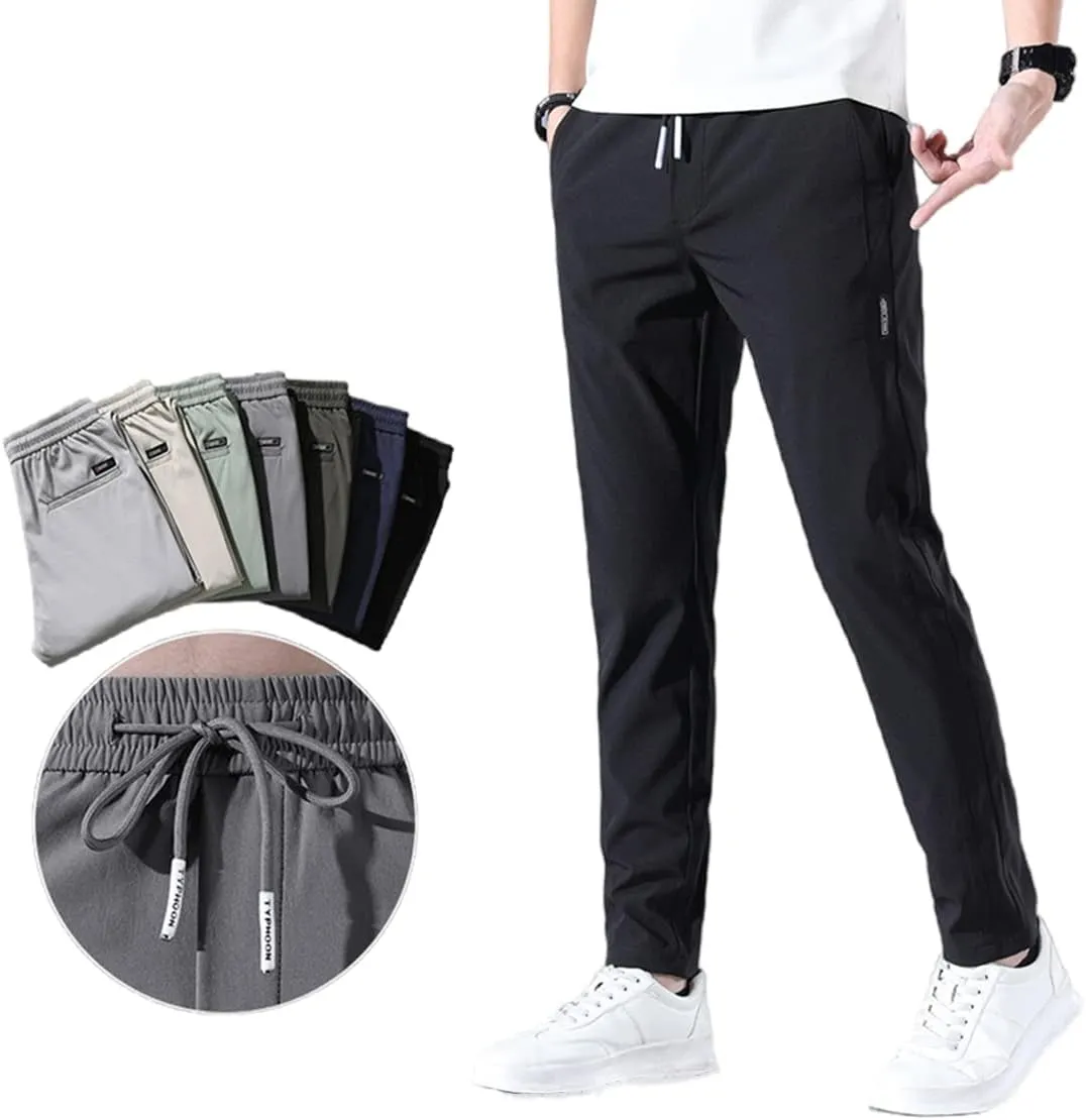 Men's Fast Dry Stretch Pants,Men's High Stretch Multi-Pocket Skinny Cargo Pants,Waterproof Hiking Pants for Men