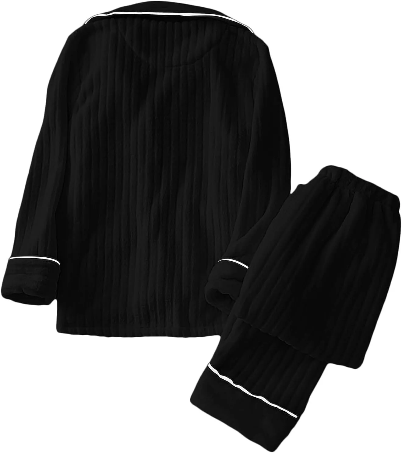 Mens Flannel Pajamas Sets Winter Warm Fuzzy Cozy Pjs 2Pc Button Down Long Sleeve Shirt Lounge Pants Sleepwear