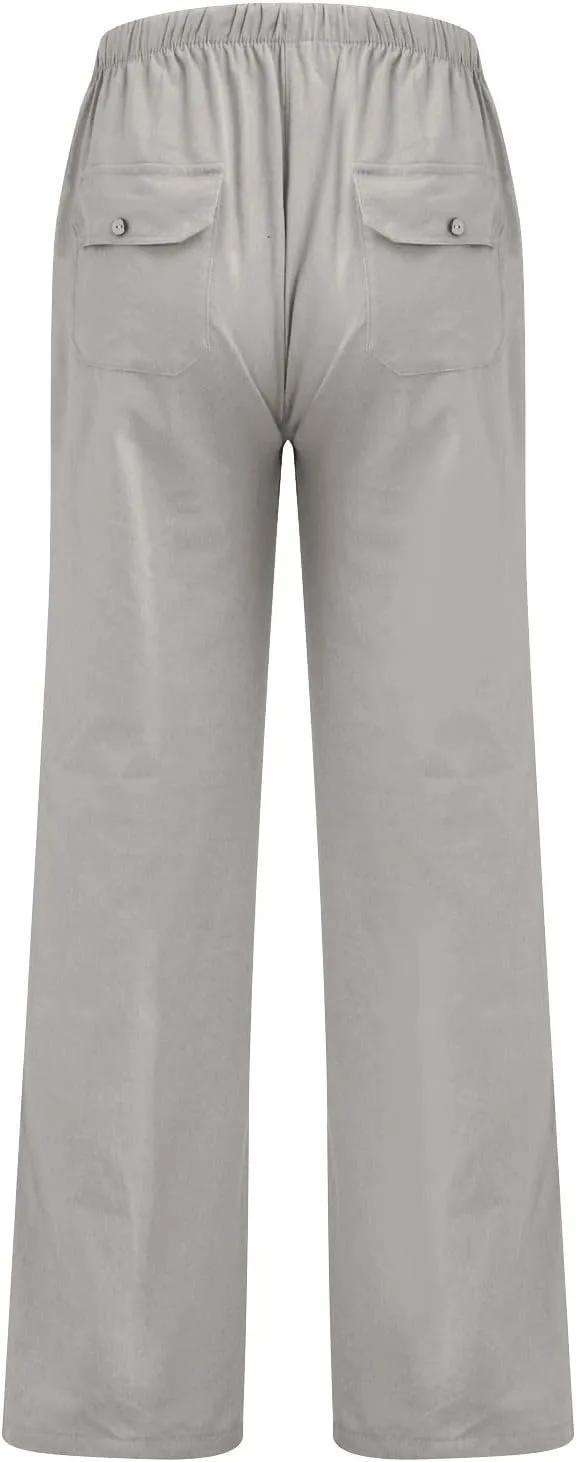 Mens Fleece Pants Sweat Pants for Man Casual Loose and Comfortable Casual Pants Cotton Linen Printed Drawstring Trousers