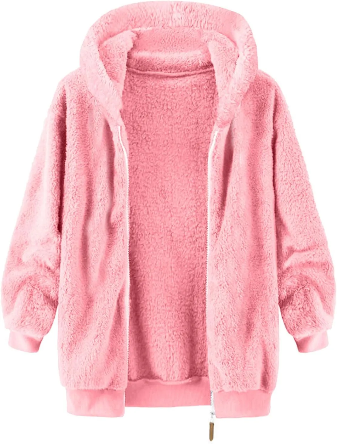 Mens Fuzzy Sherpa Hoodie Sweatshirts Soft Long Sleeve Zip up Sweatshirt Fall Outwear Winter Hooded Jacket with Pocket
