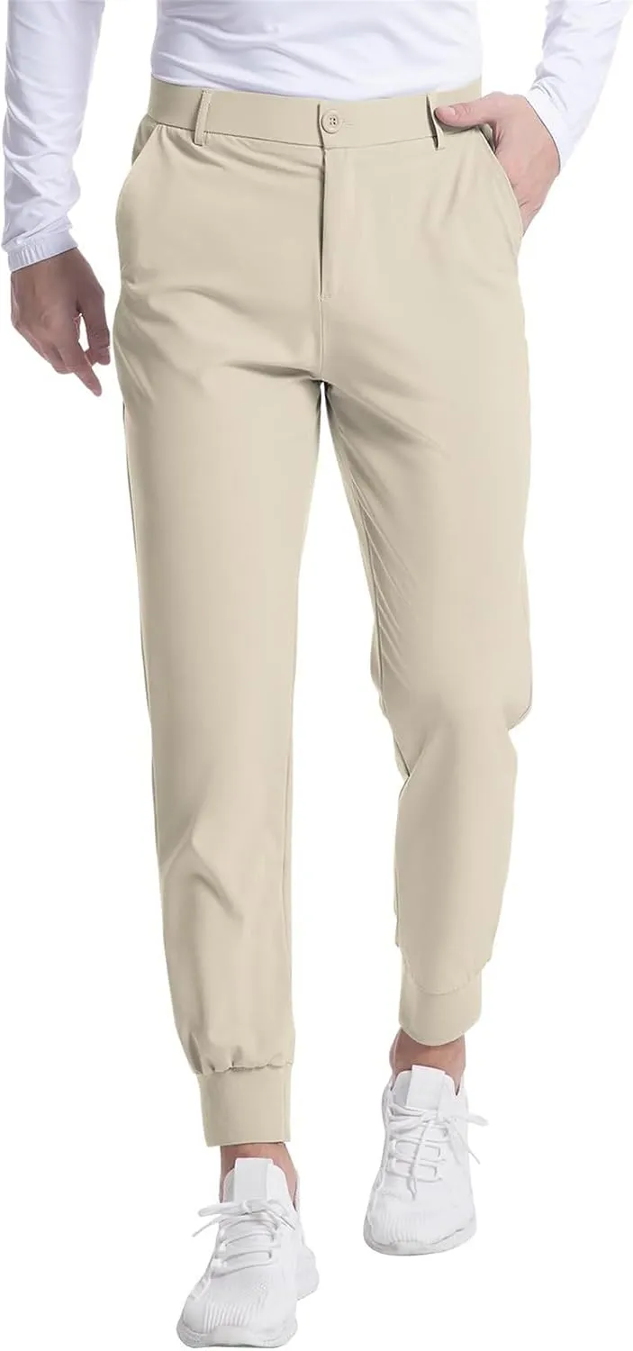 Men's Golf Pants Stretch Sweatpants with Pockets Slim Fit Work Casual Joggers Pants Lightweight Casual Trousers