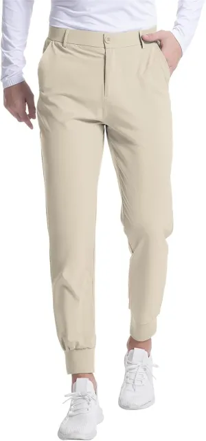 Men's Golf Pants Stretch Sweatpants with Pockets Slim Fit Work Casual Joggers Pants Lightweight Casual Trousers