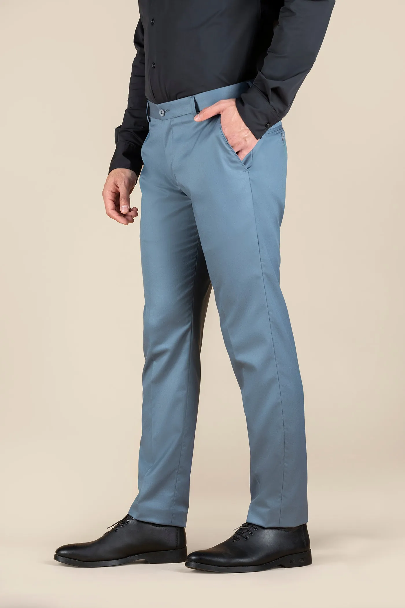 Men's Grey Solid Formal Trousers