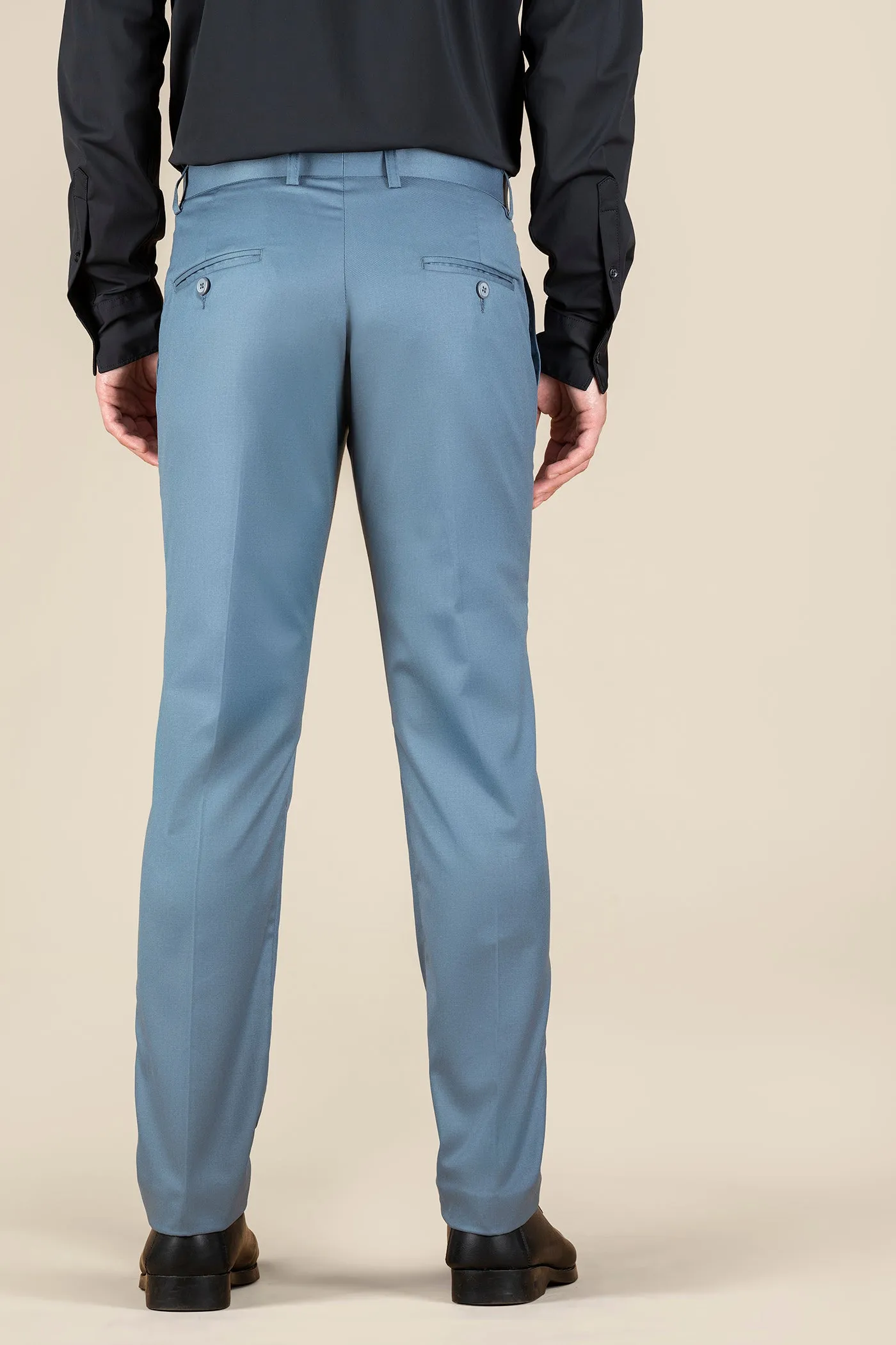 Men's Grey Solid Formal Trousers