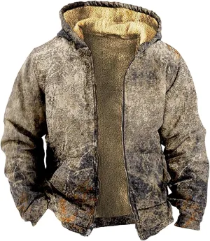 Mens Hoodies Zip Up Winter Fleece Lined Graphic Jacket Tie Dye Cool Heated Coat Big And Tall Thermal Workout Outwear