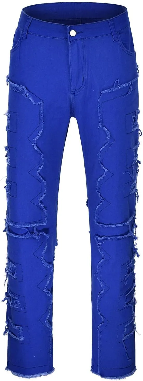 Mens Jeans Slim Fit Men's Slim Fit Stretch Jeans Ripped Skinny Jeans for Men, Distressed Straight Leg Fashion Comfort