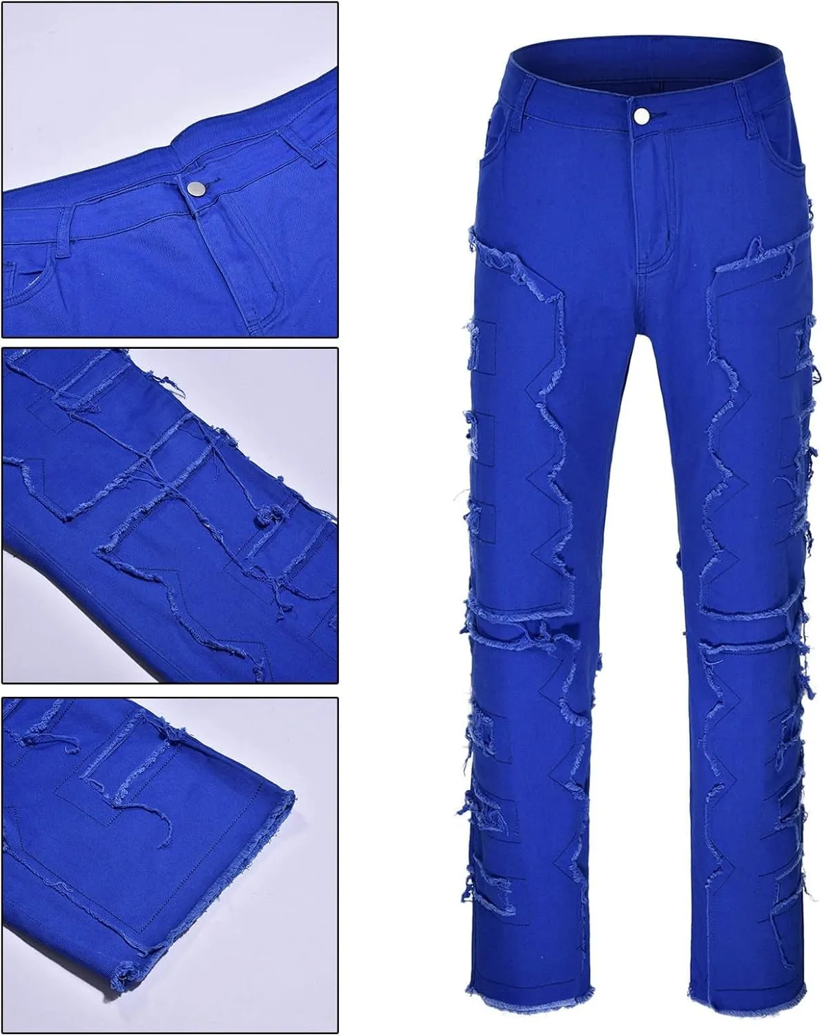 Mens Jeans Slim Fit Men's Slim Fit Stretch Jeans Ripped Skinny Jeans for Men, Distressed Straight Leg Fashion Comfort