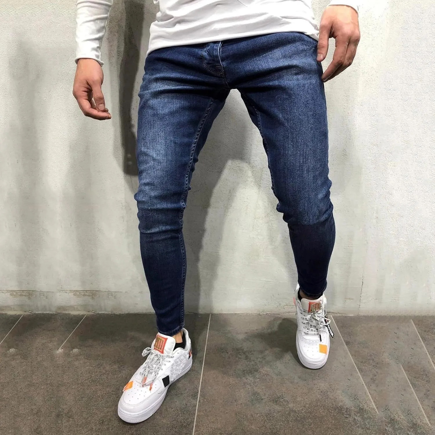 Mens Jeans Slim Fit Skinny Stretch Denim Pants Men Straight Fit Denim Stretch Tapered Jean Pants Stretch Ripped Tapered Leg