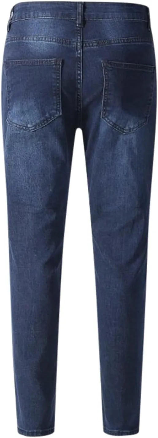 Mens Jeans Slim Fit Skinny Stretch Denim Pants Men Straight Fit Denim Stretch Tapered Jean Pants Stretch Ripped Tapered Leg