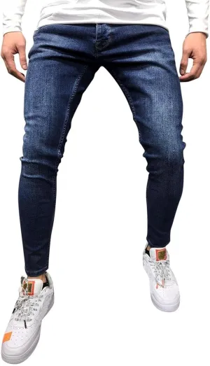Mens Jeans Slim Fit Skinny Stretch Denim Pants Men Straight Fit Denim Stretch Tapered Jean Pants Stretch Ripped Tapered Leg