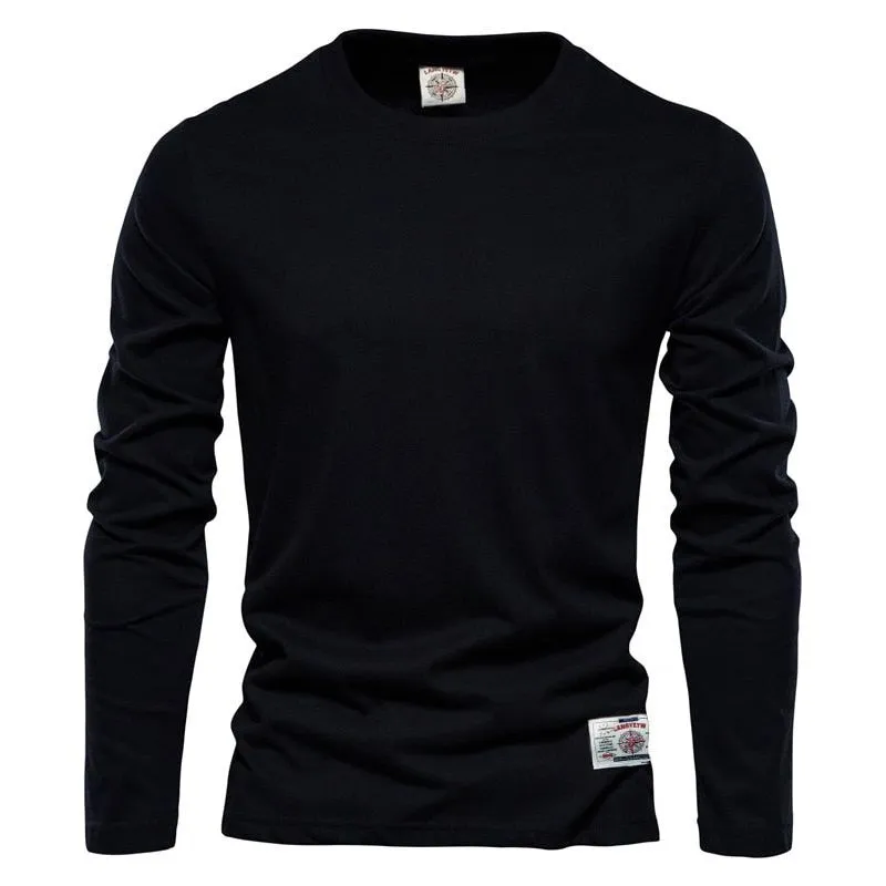 Men's Long Sleeve Cotton T-Shirt Solid Colors
