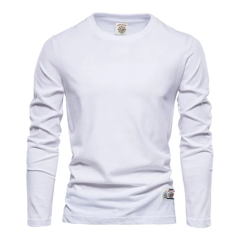 Men's Long Sleeve Cotton T-Shirt Solid Colors
