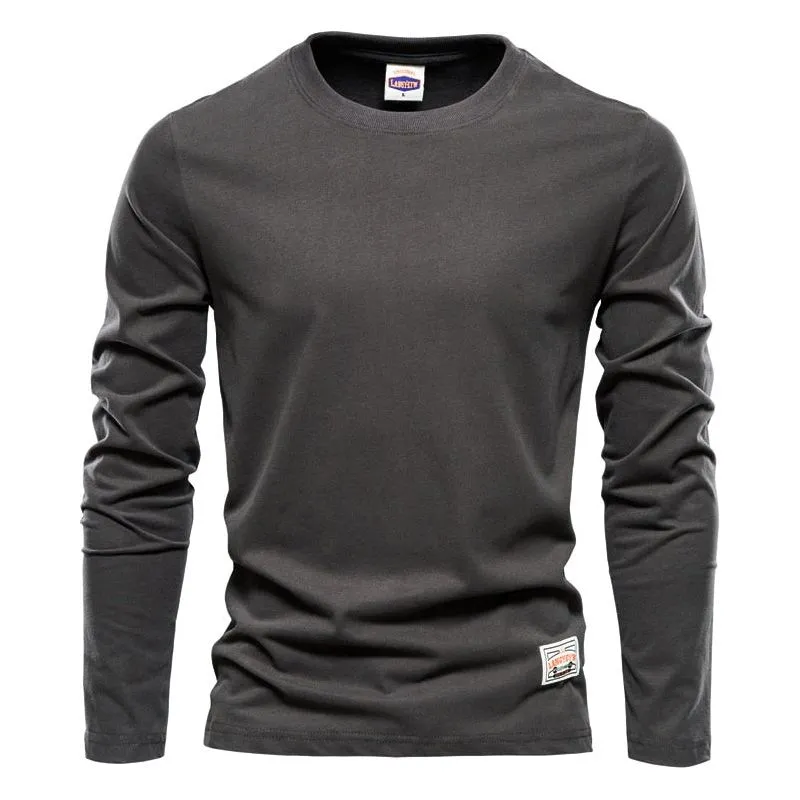 Men's Long Sleeve Cotton T-Shirt Solid Colors