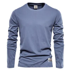 Men's Long Sleeve Cotton T-Shirt Solid Colors