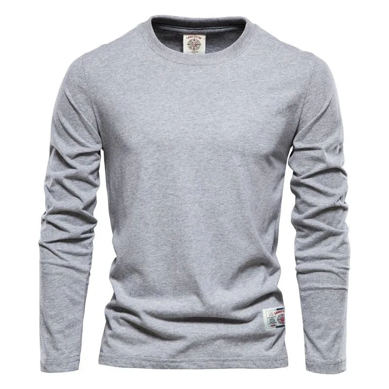 Men's Long Sleeve Cotton T-Shirt Solid Colors
