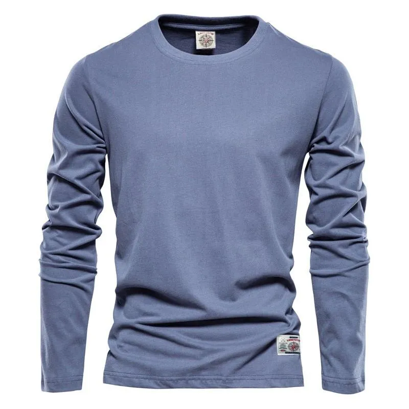 Men's Long Sleeve Cotton T-Shirt Solid Colors