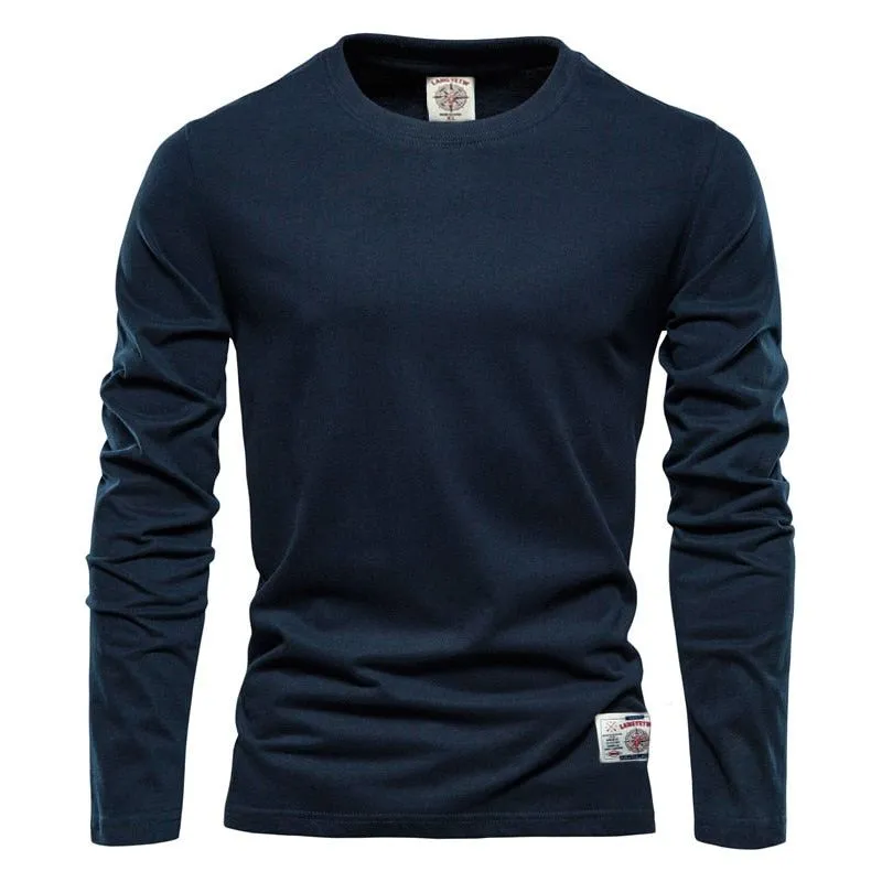 Men's Long Sleeve Cotton T-Shirt Solid Colors
