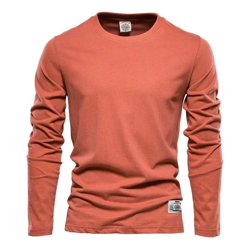 Men's Long Sleeve Cotton T-Shirt Solid Colors