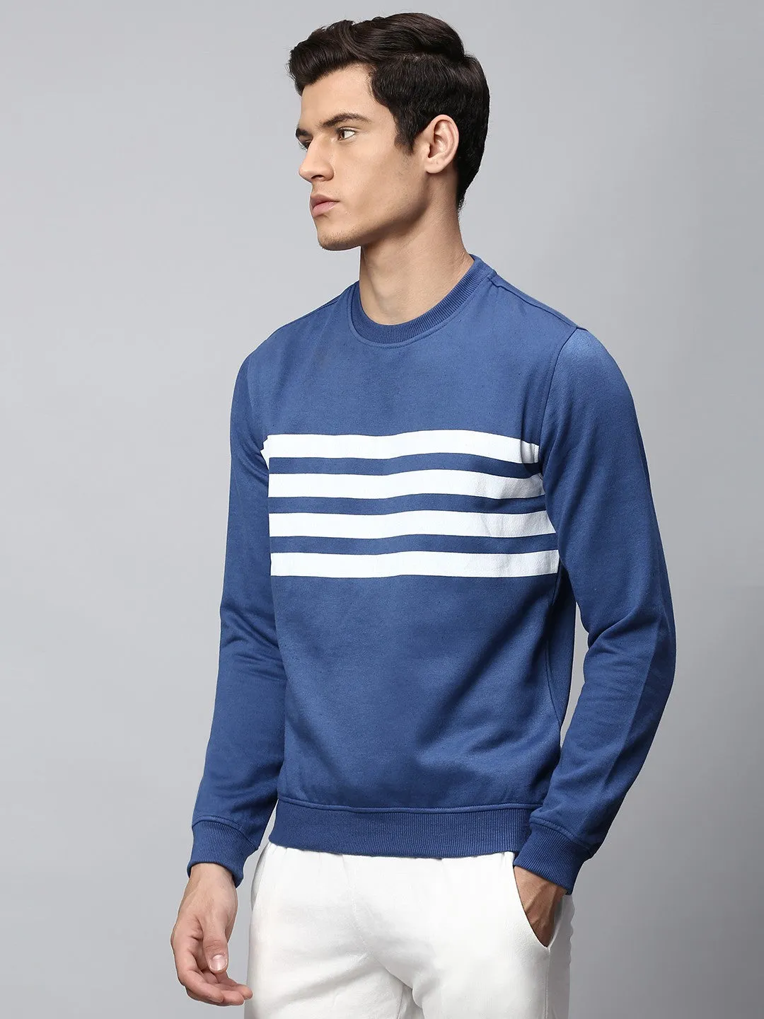 Mens Long-Sleeve Sweatshirt - Lightweight Casual Winterwear  (Denim Blue)