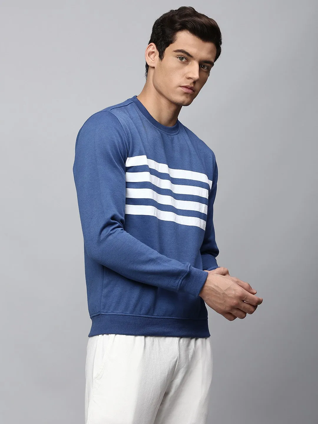 Mens Long-Sleeve Sweatshirt - Lightweight Casual Winterwear  (Denim Blue)