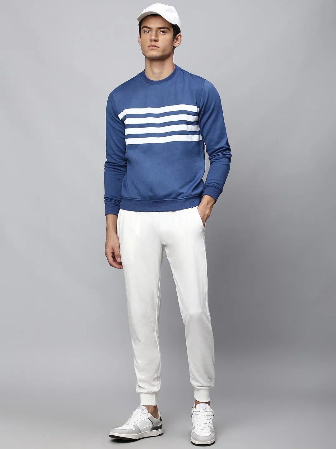 Mens Long-Sleeve Sweatshirt - Lightweight Casual Winterwear  (Denim Blue)