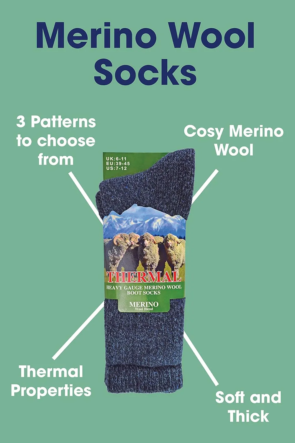Mens Merino Wool Socks | Sock Snob | Warm Thick Knitted Boot Socks For Hiking