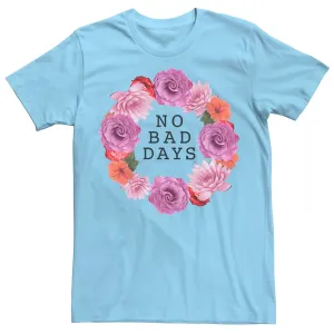 Men's No Bad Days Licensed Character Floral Wreath T-Shirt, Light Blue