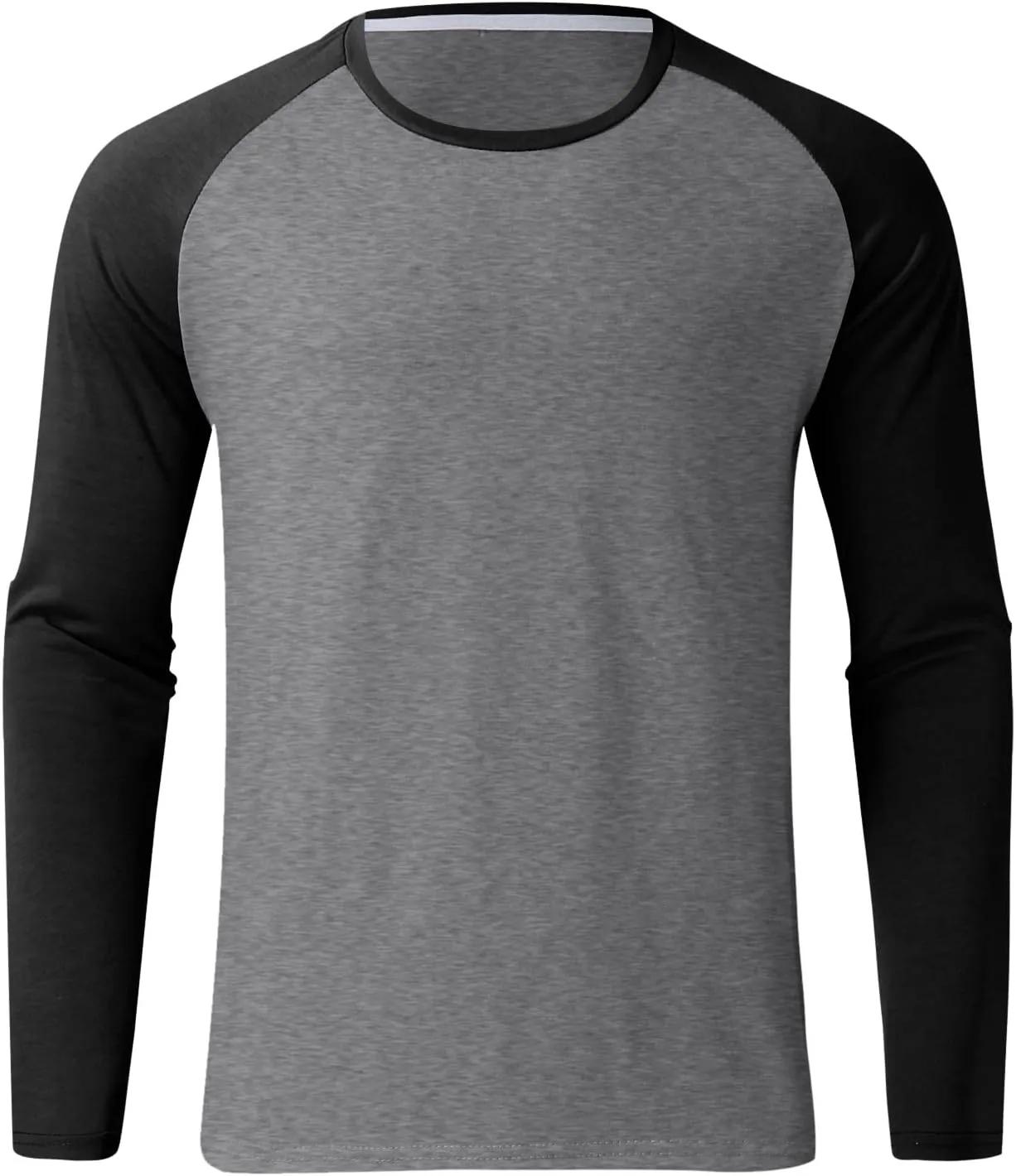 Men's Pajama Set Sleepwear Pjs, Color Block Lightweight Long Sleeve Crewneck Shirts and Bottoms, Soft Comfy Sleep Sets